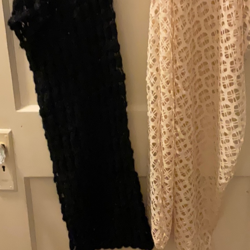 Black and Cream infinity scarves.